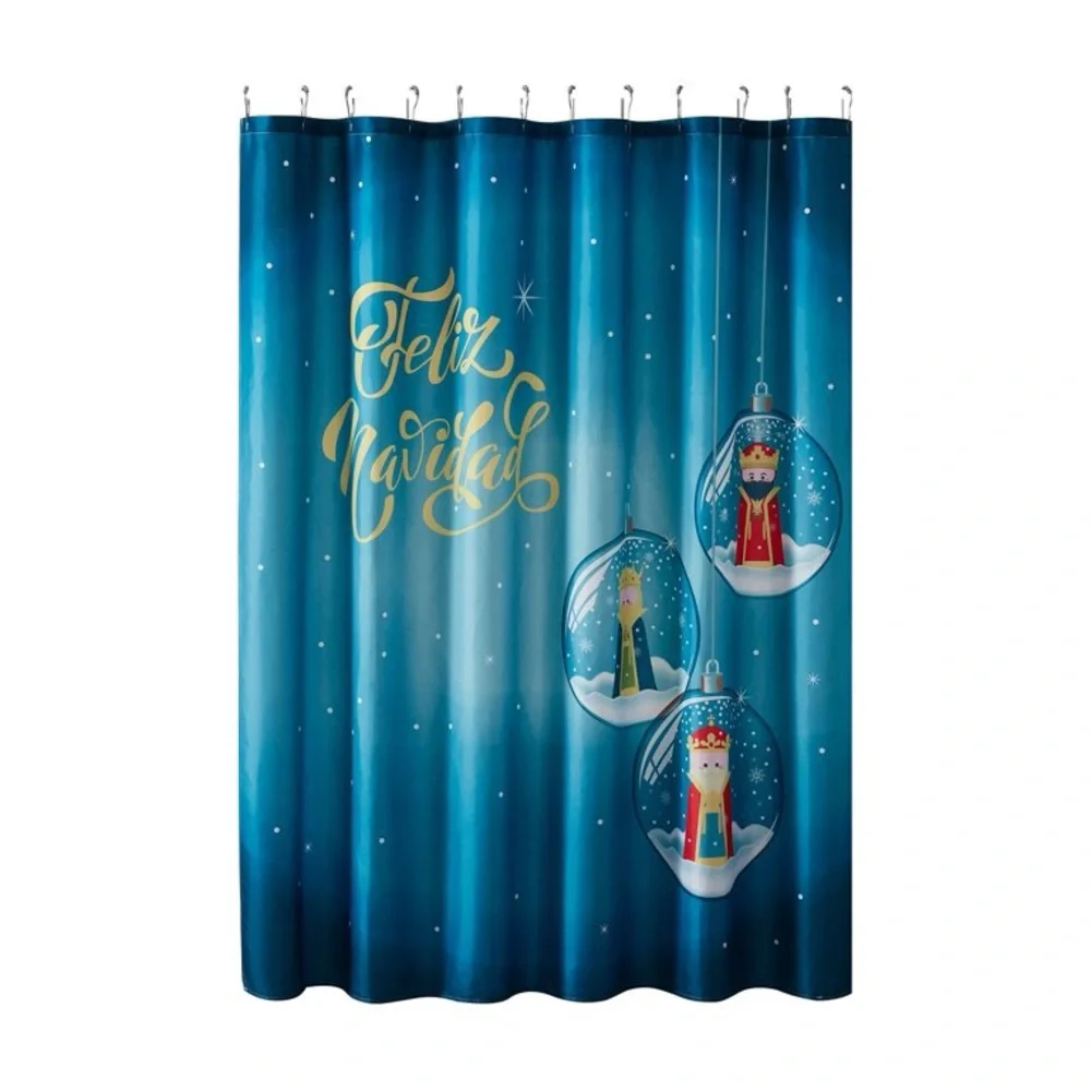 Feliz Navidad Three Kings Fabric Shower Curtain